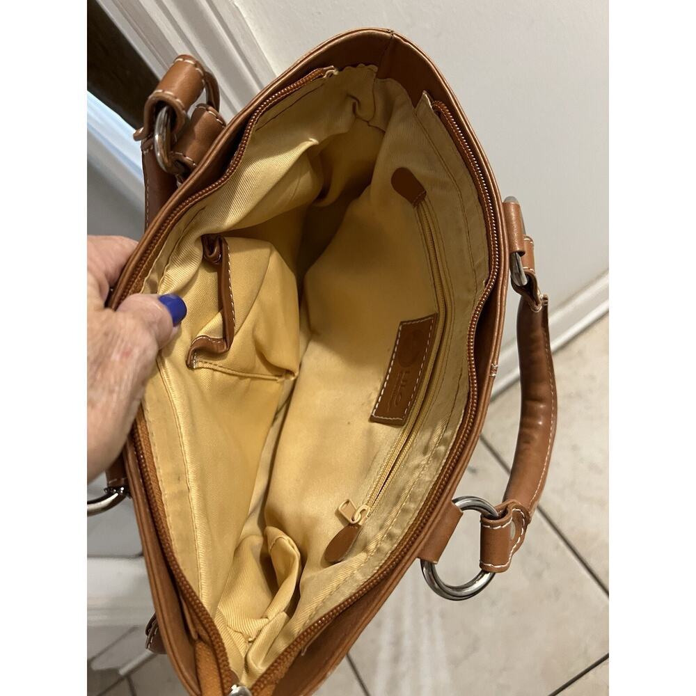 Lilo Collections Brown Leather Equestrian Tote Bag 12 X 7 X 3.5 - Picture 6 of 15